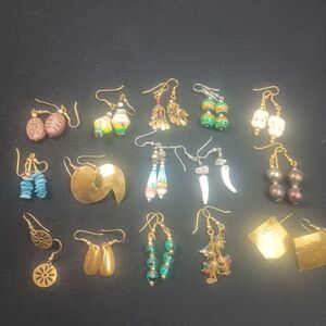 Lot of 15 dangle drop bead earrings homemade vintage